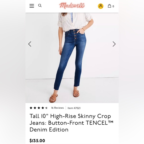 Madewell jeans. Size 23P. 10” High Rise Skinny. Mid wash. Raw hem. Button fly. - Picture 2 of 5